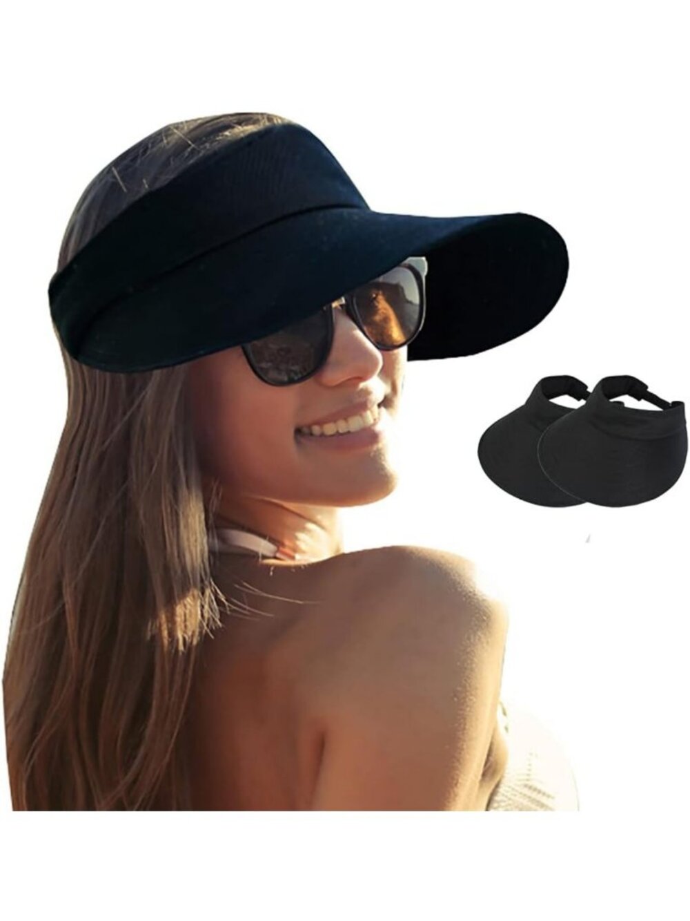 2PCS Wide Brim Sun Visor Hats for Women - UV Protection, Golf & Beach Ready